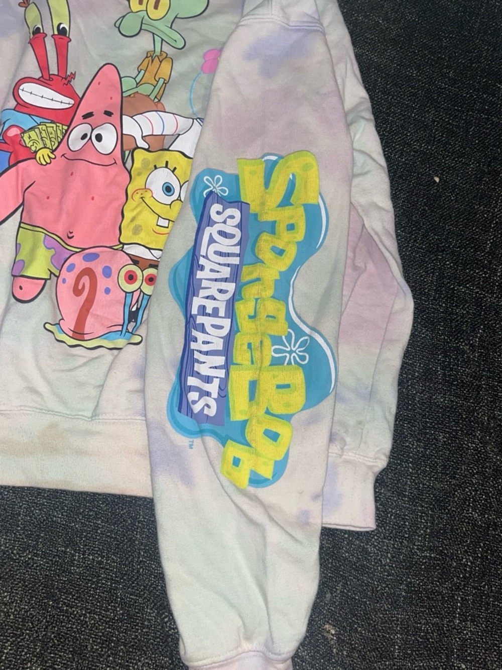SpongeBob SquarePants Pastel Tie-Dye Crewneck Sweatshirt with Sleeve Logo